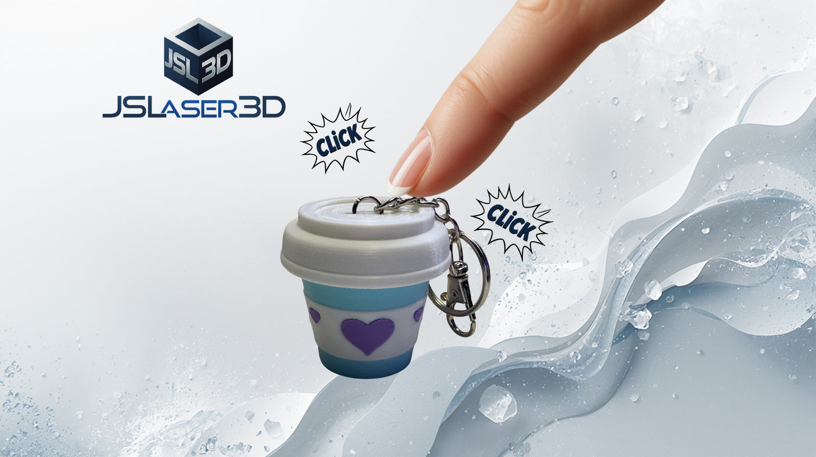 Coffee Cup Heart Clicker Keychain