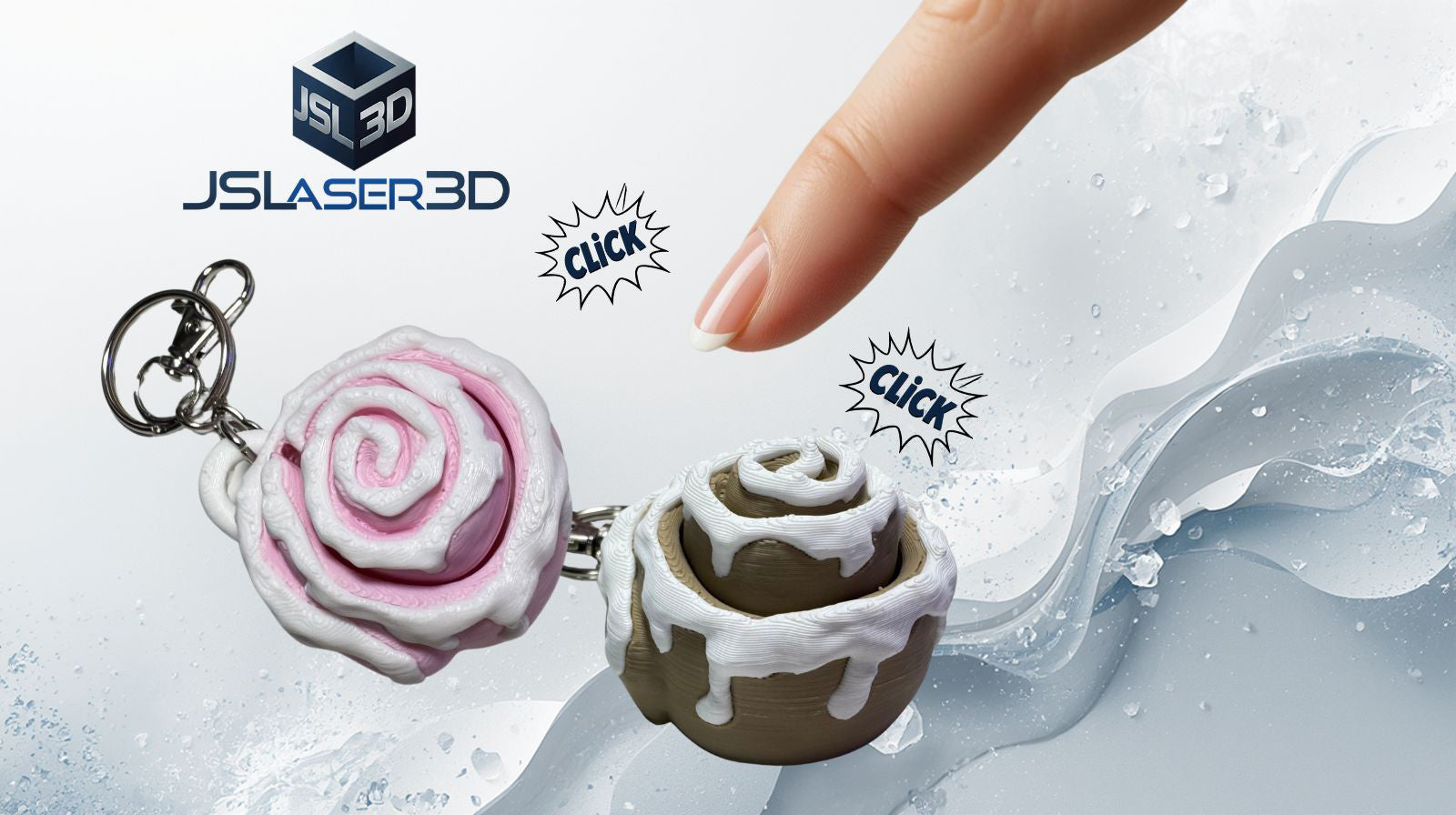 Cinnamon Roll Clicker Keychain