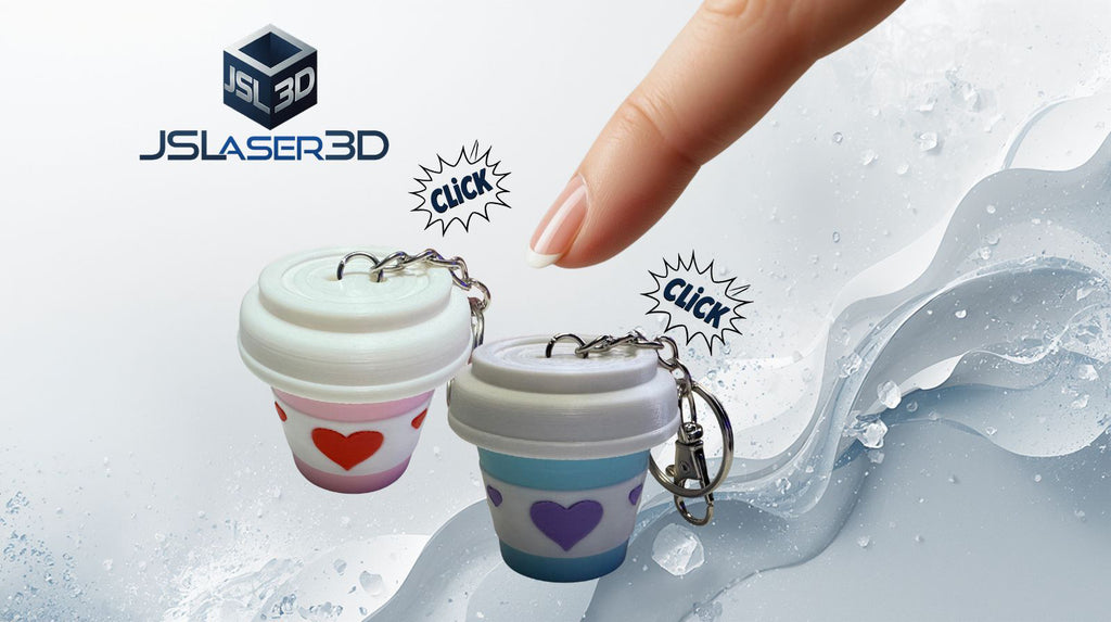 Coffee Cup Heart Clicker Keychain