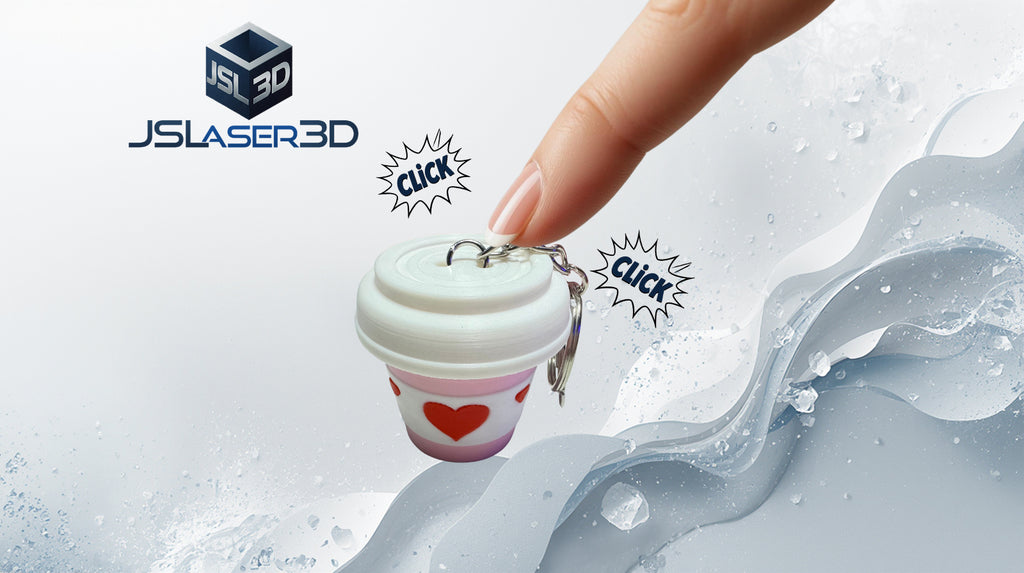 Coffee Cup Heart Clicker Keychain