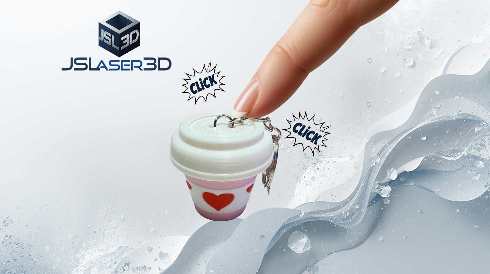 Coffee Cup Heart Clicker Keychain